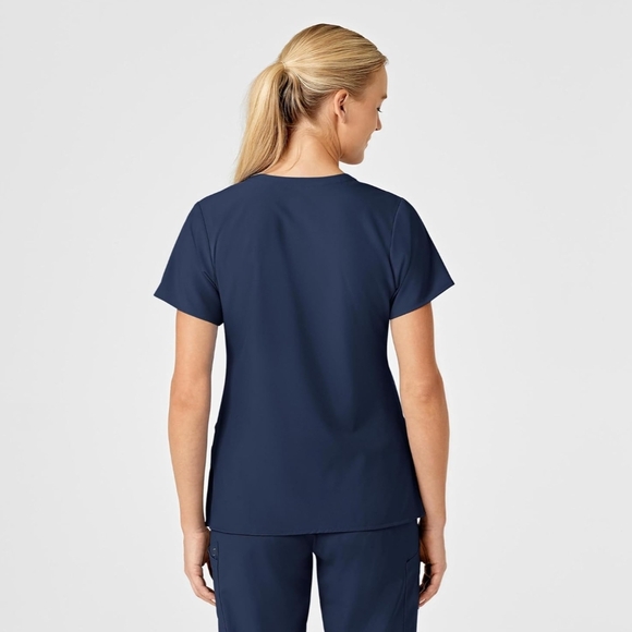 WonderWink Women's Stylized V-Neck Top Shirt, Navy - Picture 3 of 6